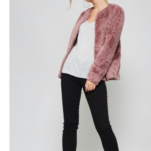 New Promesa mauve faux fur studded jacket - Picture 6 of 8